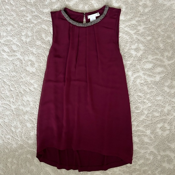 Design History Tops - Design history S Women’s sleeveless blouse shirt fully beaded around neck maroon